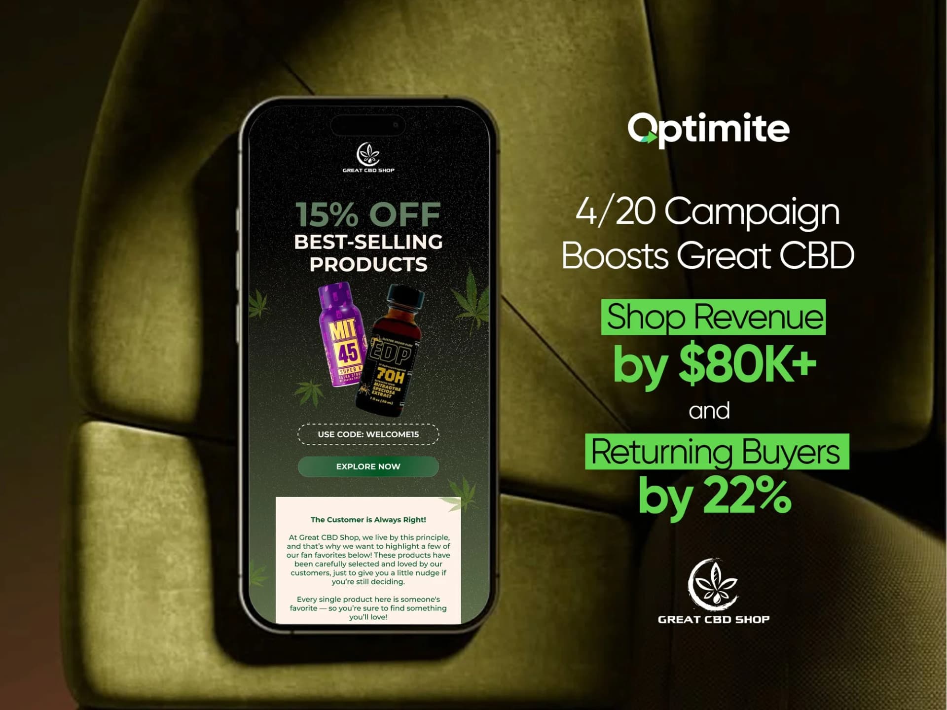 4/20 Campaign Boosts Great CBD Shop Revenue by $80K+ and Returning Buyers by 22%